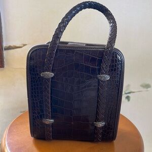 Brighton Dark Brown Croc-Embossed Tote